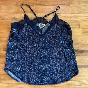 VICI Navy Lace-Trim Metallic Speckle Cami
